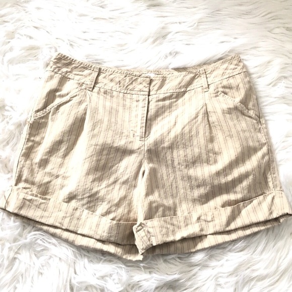 ANN TAYLOR LOFT LINEN BLEND PINSTRIPED SHORTS SZ 4 - Picture 1 of 8